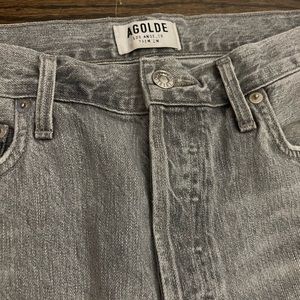 Agolde Gray Wash Jamie Hi Rise Classic Raw Hem Distressed